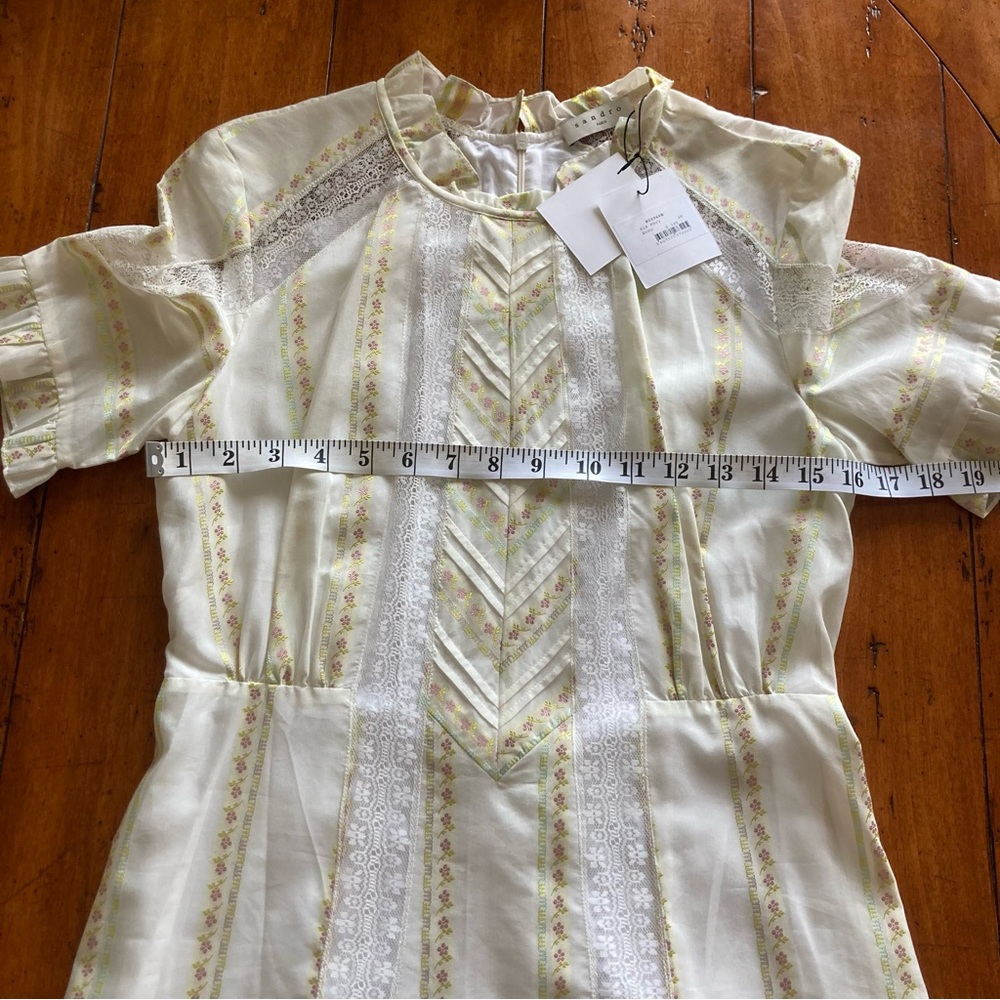 NWT Sandro Cream Puff Sleeve Mini Dress size 38 - Picture 9 of 11
